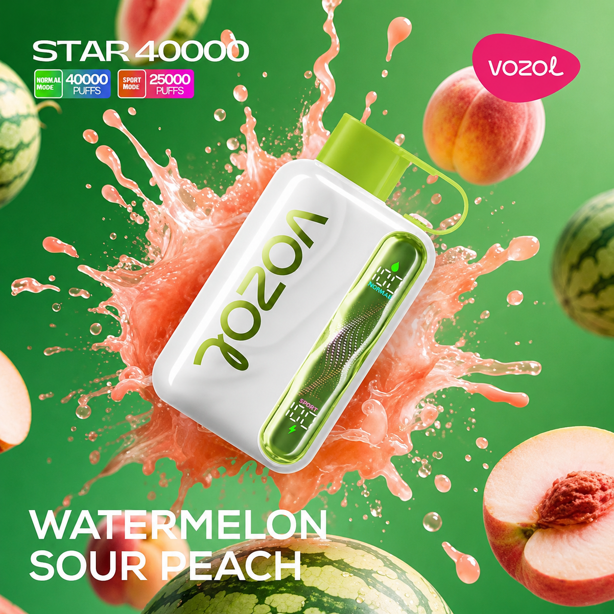 VOZOL STAR 40000 PUFFS - Watermelon Sour Peach