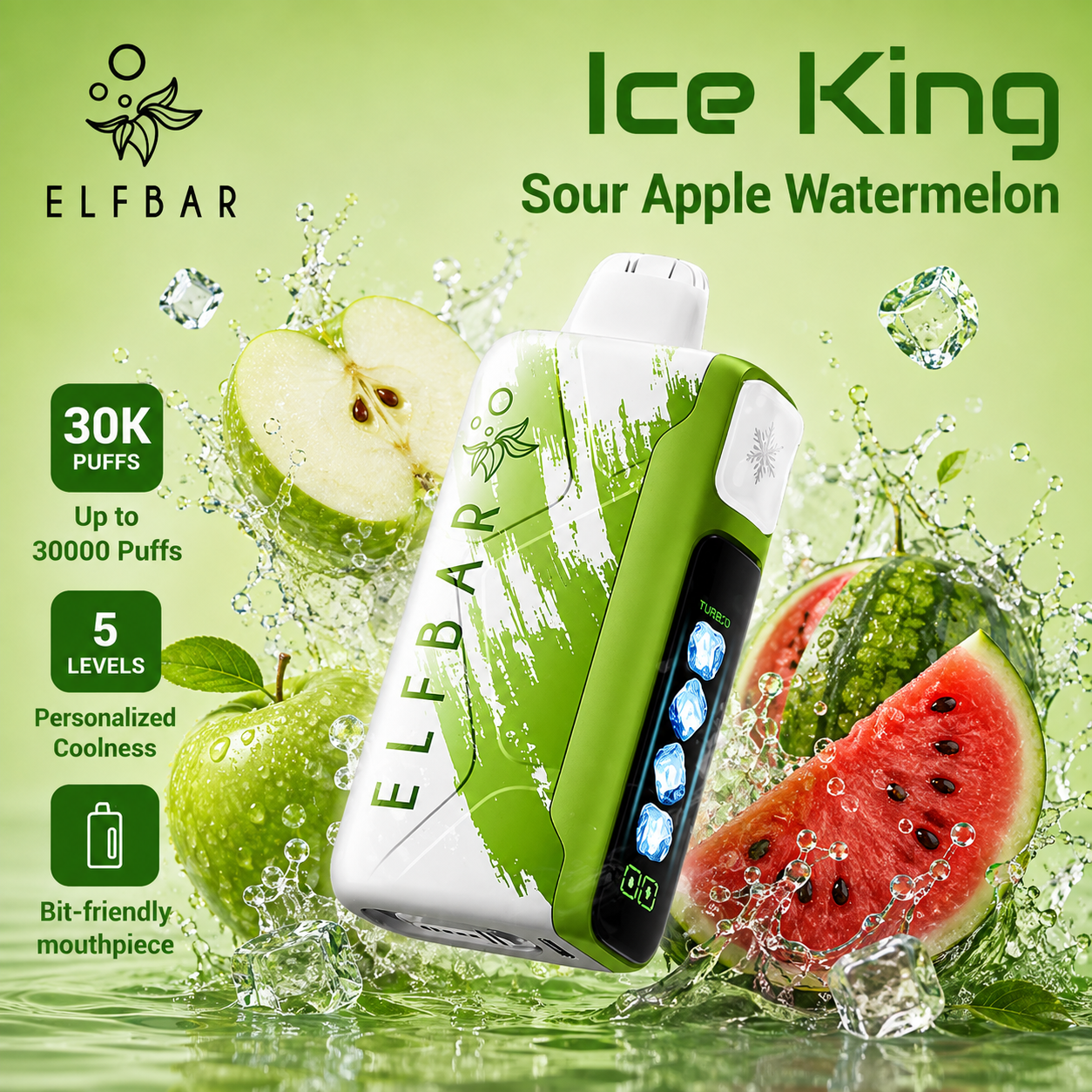 ELFBAR ICE KING 30000 PUFFS - Sour Apple Watermelon