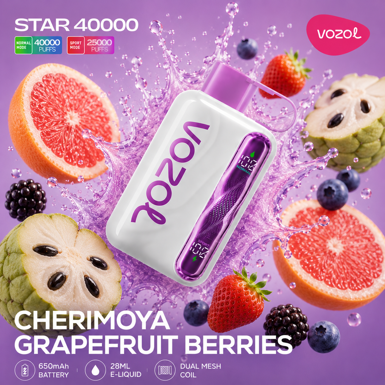 VOZOL STAR 40000 PUFFS - Cherimoya Grapefruit Berries