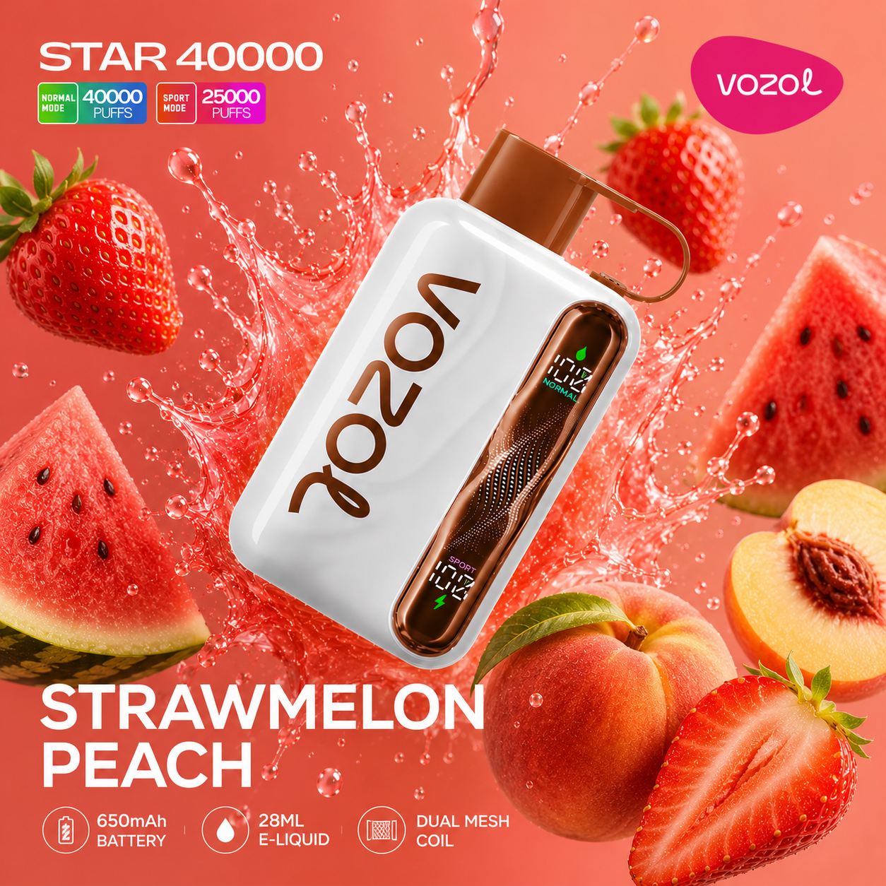 VOZOL STAR 40000 PUFFS - Strawmelon Peach