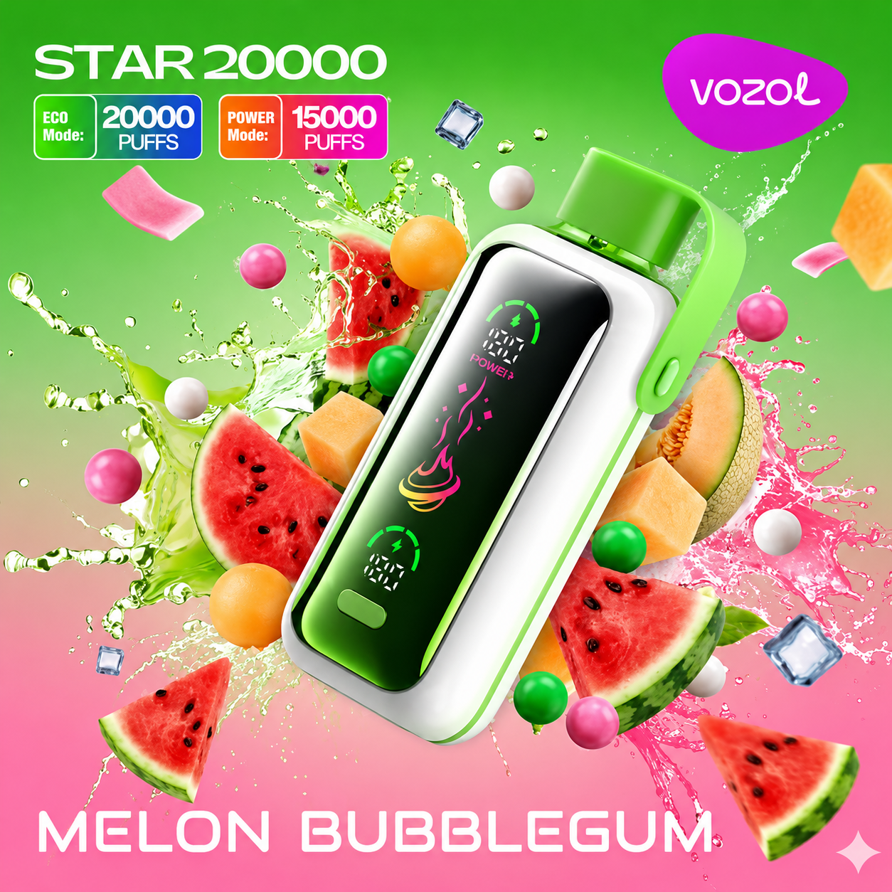 VOZOL STAR 20000 PUFFS - Melon Bubblegum