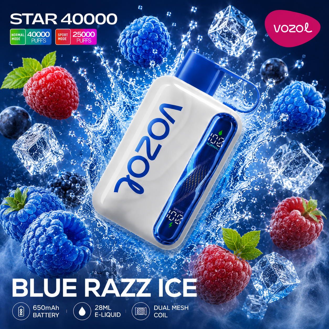 VOZOL STAR 40000 PUFFS - Blue Razz Ice