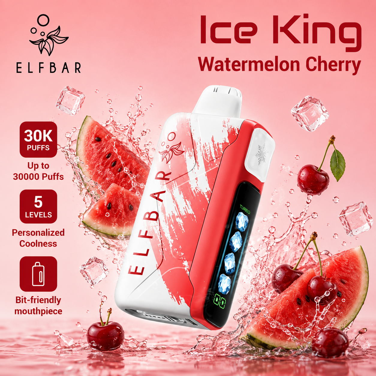 ELFBAR ICE KING 30000 PUFFS - Watermelon Cherry