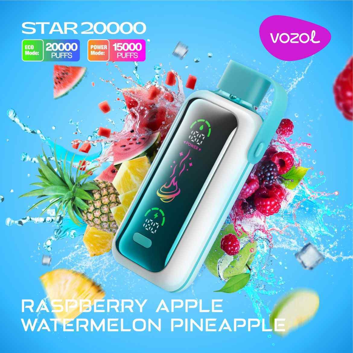 VOZOL STAR 20000 PUFFS - Raspberry Apple Watermelon Pineapple
