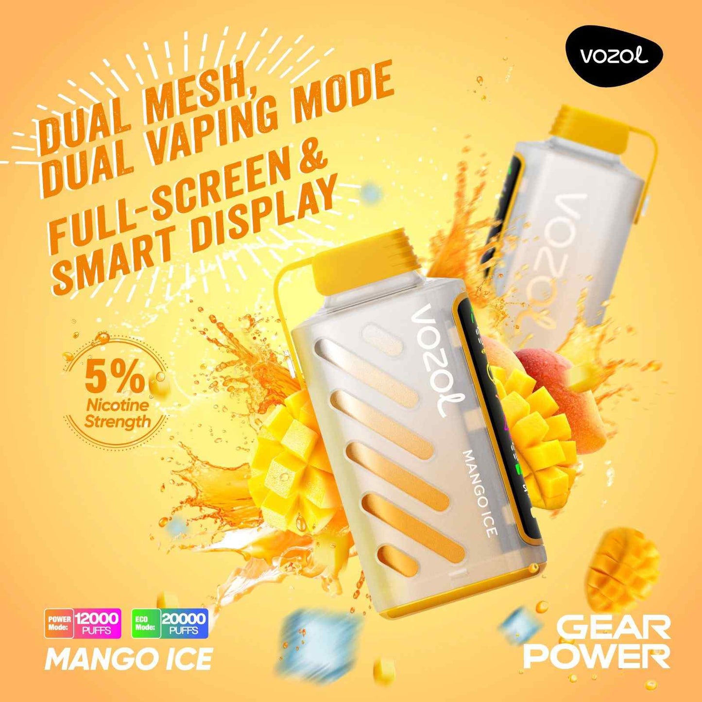 VOZOL GEAR POWER 20000 PUFFS - Mango Ice