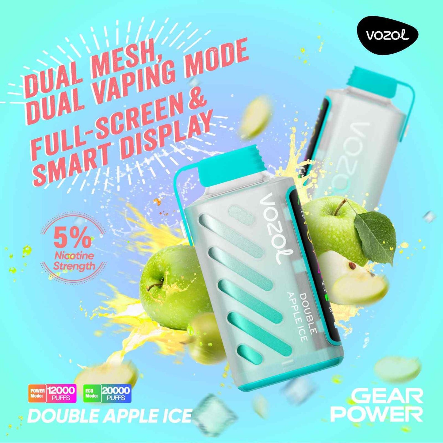 VOZOL GEAR POWER 20000 PUFFS - Double Apple Ice