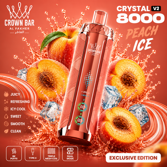 Al Fakher CRYSTAL V2 8000 Puffs - Peach Ice