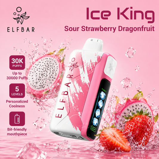 ELFBAR ICE KING 30000 PUFFS - Sour Strawberry Dragonfruit