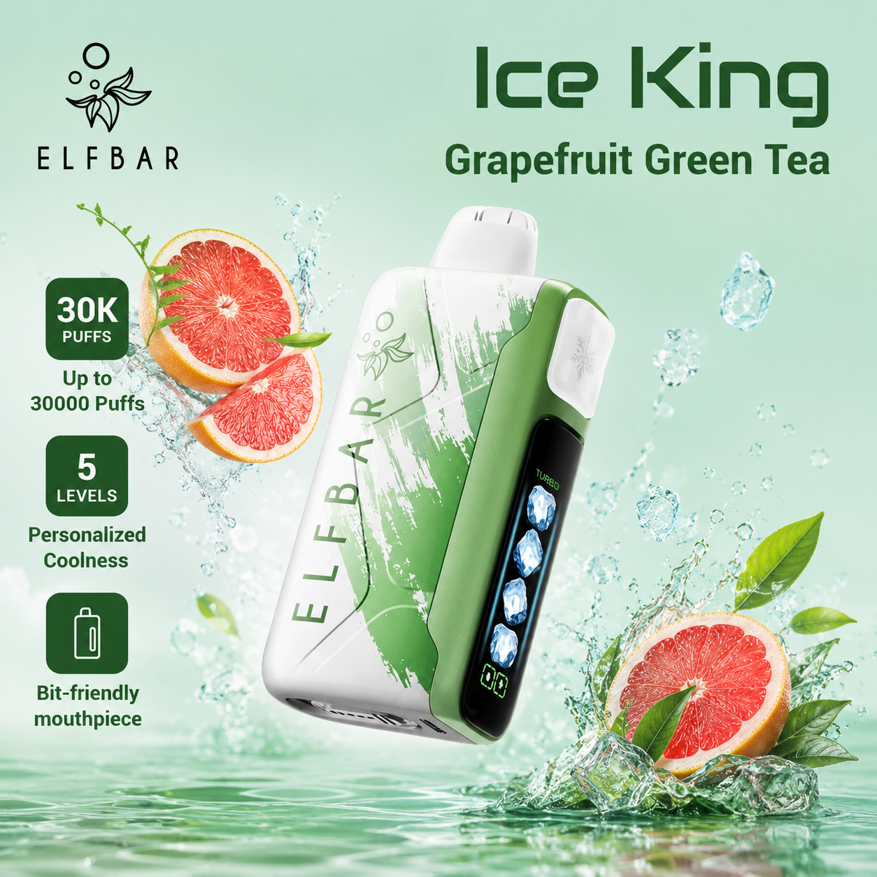 ELFBAR ICE KING 30000 PUFFS - Grapefruit Green Tea