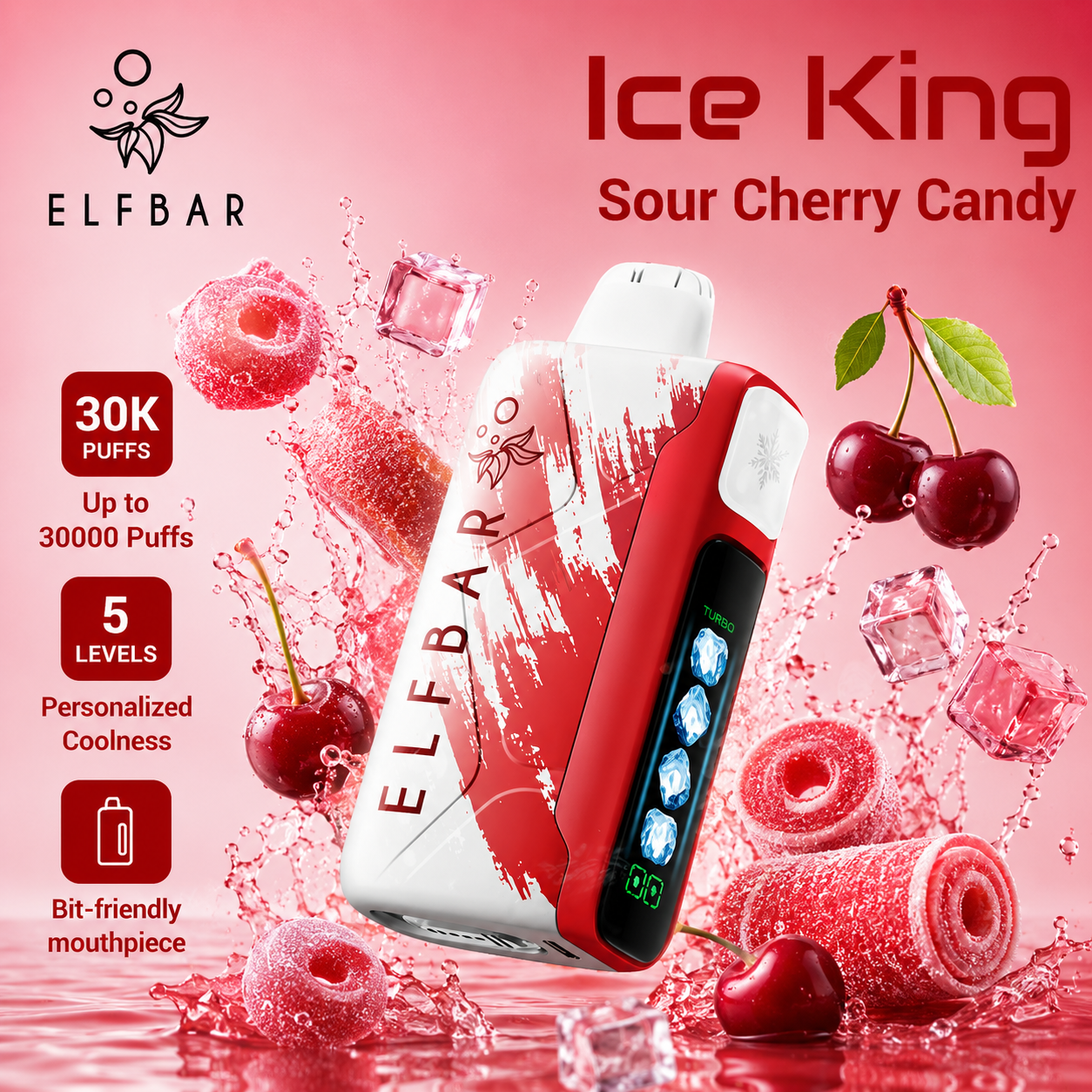 ELFBAR ICE KING 30000 PUFFS - Sour Cherry Candy