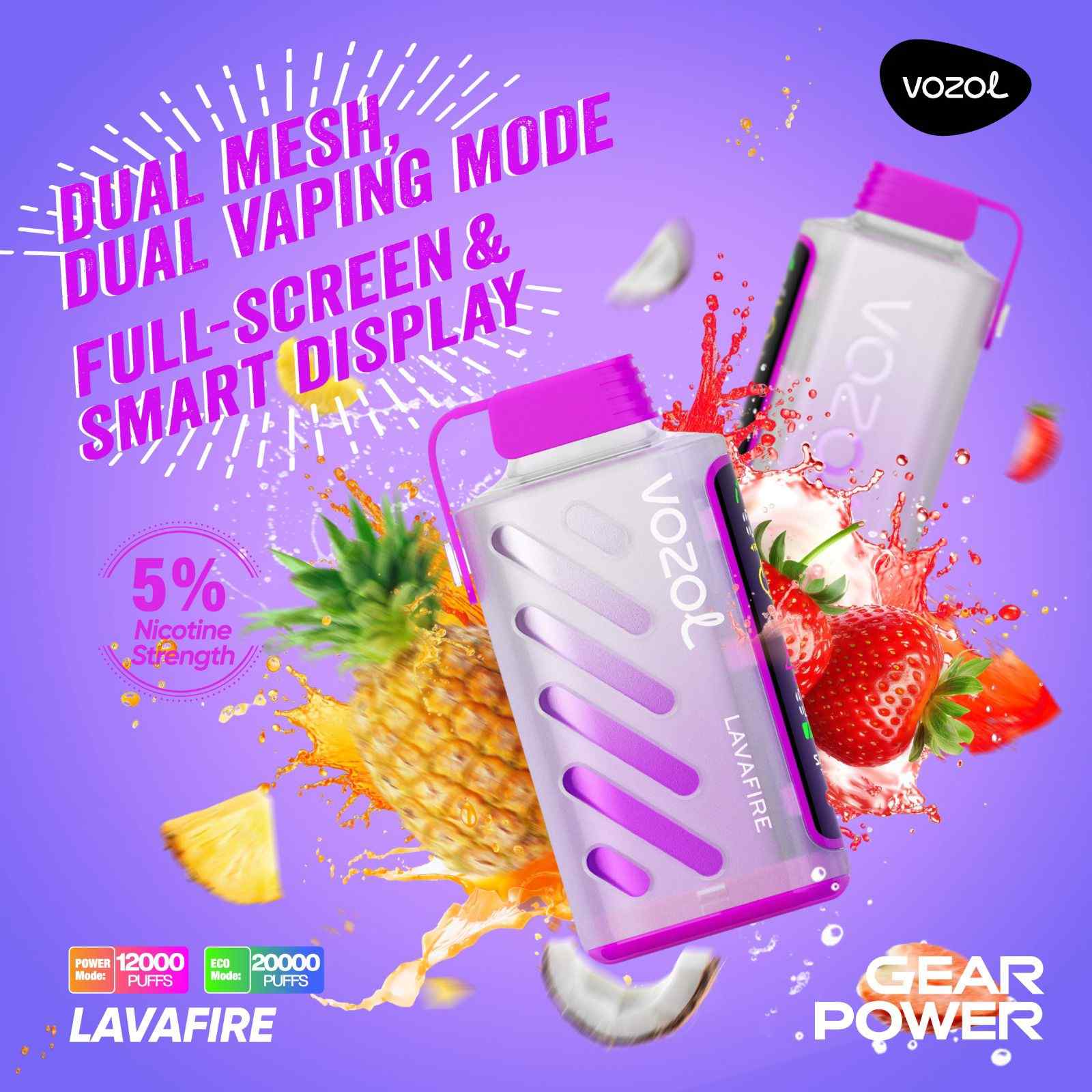 VOZOL GEAR POWER 20000 PUFFS - Lavafire JustDoVaping VOZOL GEAR POWER 20000 PUFFS - Lavafire JustDoVaping