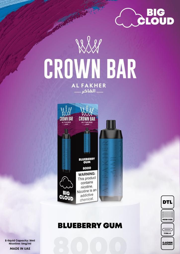 AL FAKHER CROWN BAR Blueberry Gum (8000 Puffs)