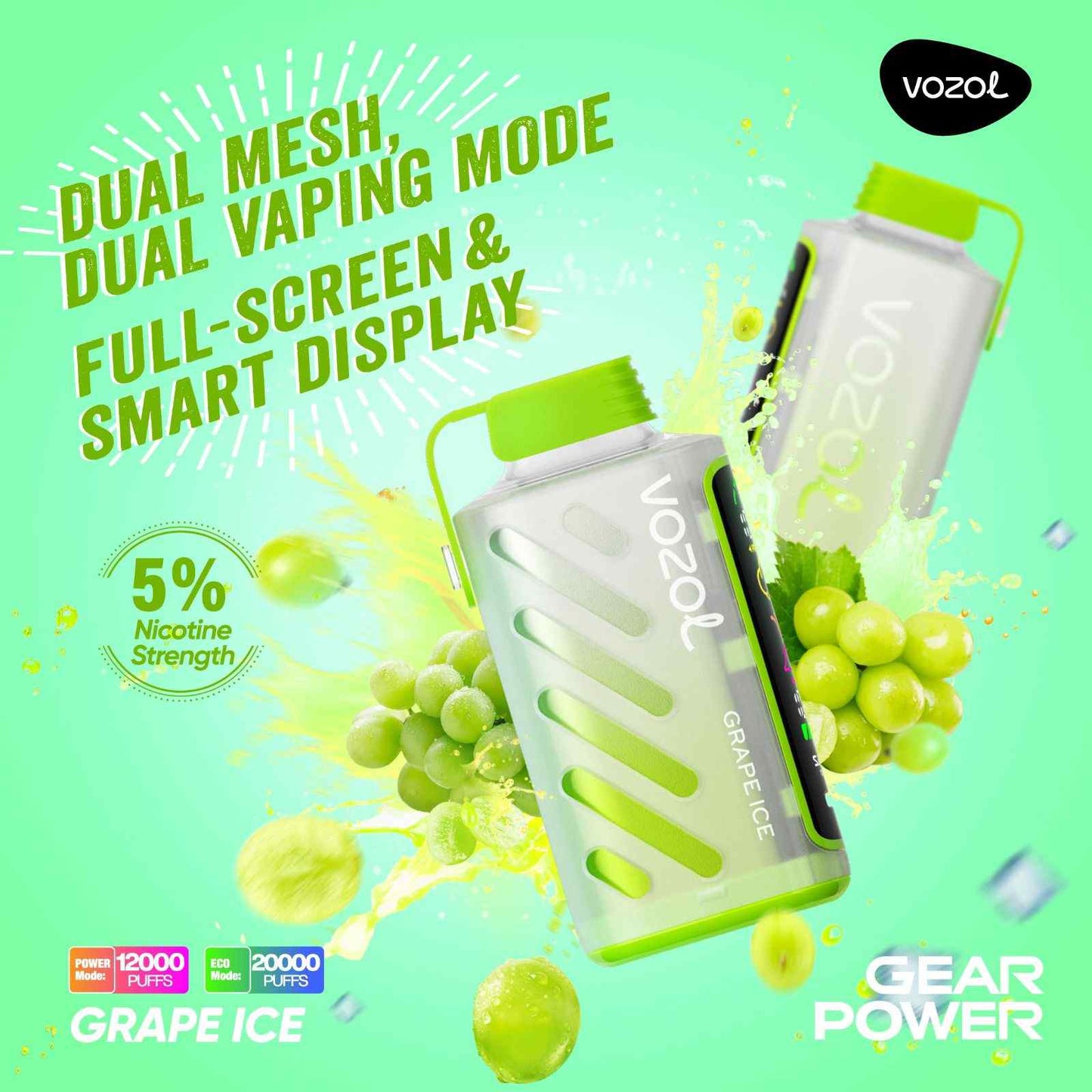 VOZOL GEAR POWER 20000 PUFFS - Grape Ice