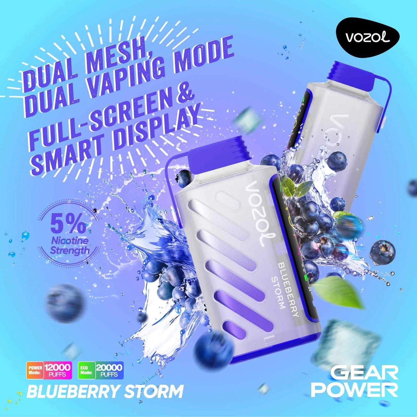 VOZOL GEAR POWER 20000 PUFFS - Blueberry Storm