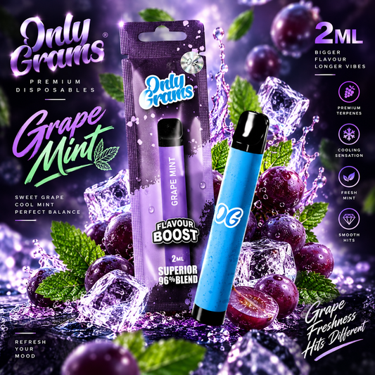 ONLY GRAMS SUPERIOR VAPE 96% Grape Mint 2ML