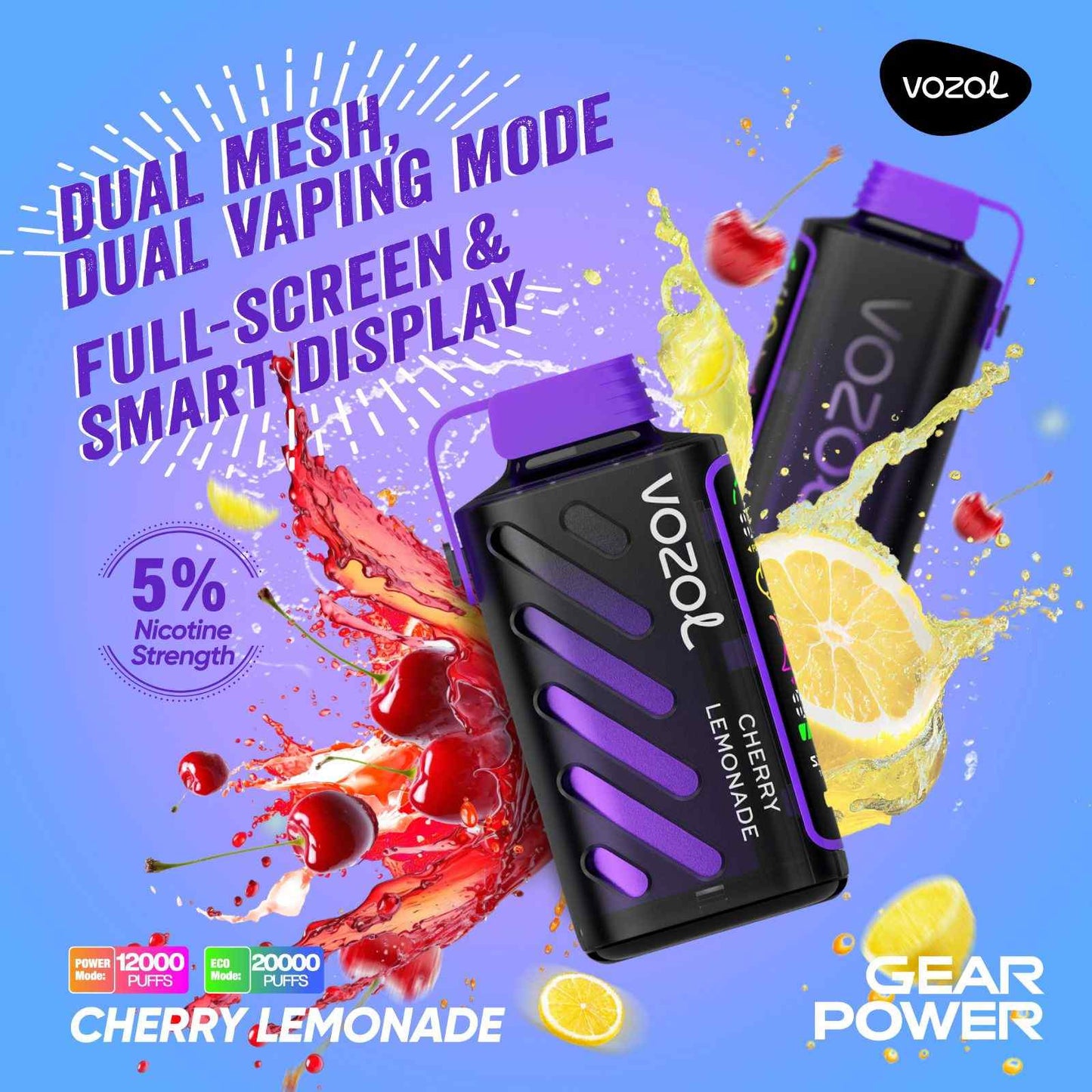 VOZOL GEAR POWER 20000 PUFFS - Cherry Lemonade