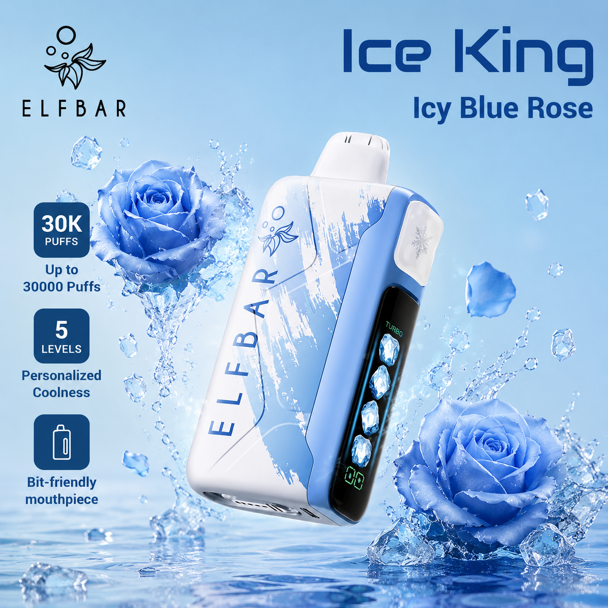 ELFBAR ICE KING 30000 PUFFS - Icy Blue Rose