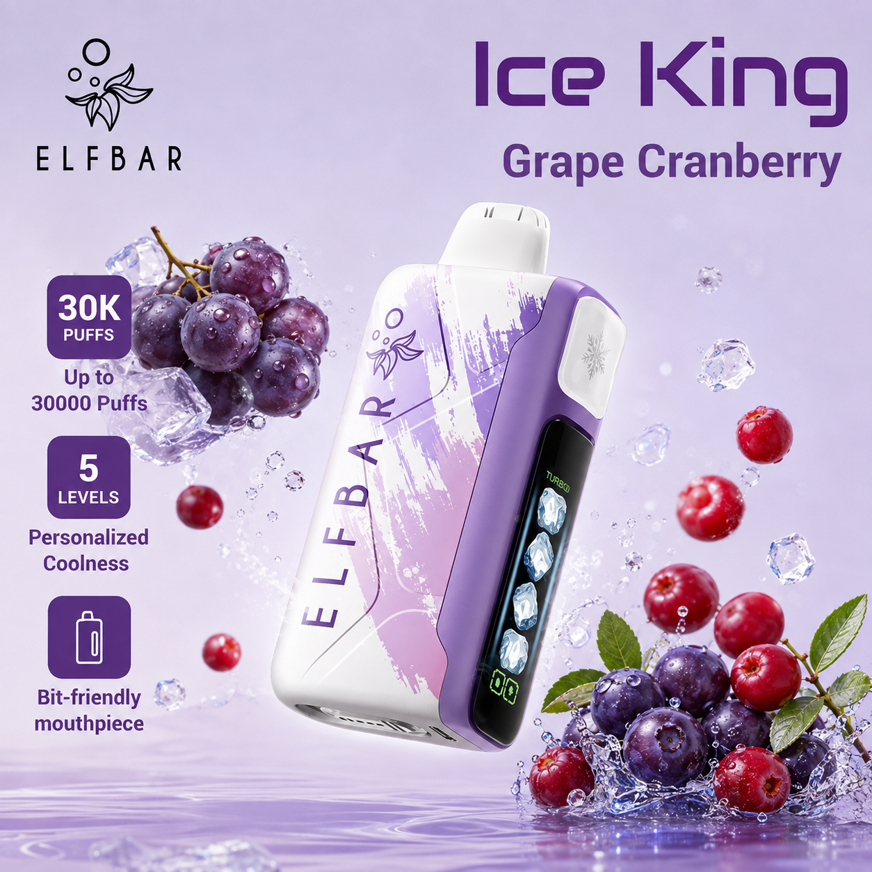 ELFBAR ICE KING 30000 PUFFS - Grape Cranberry