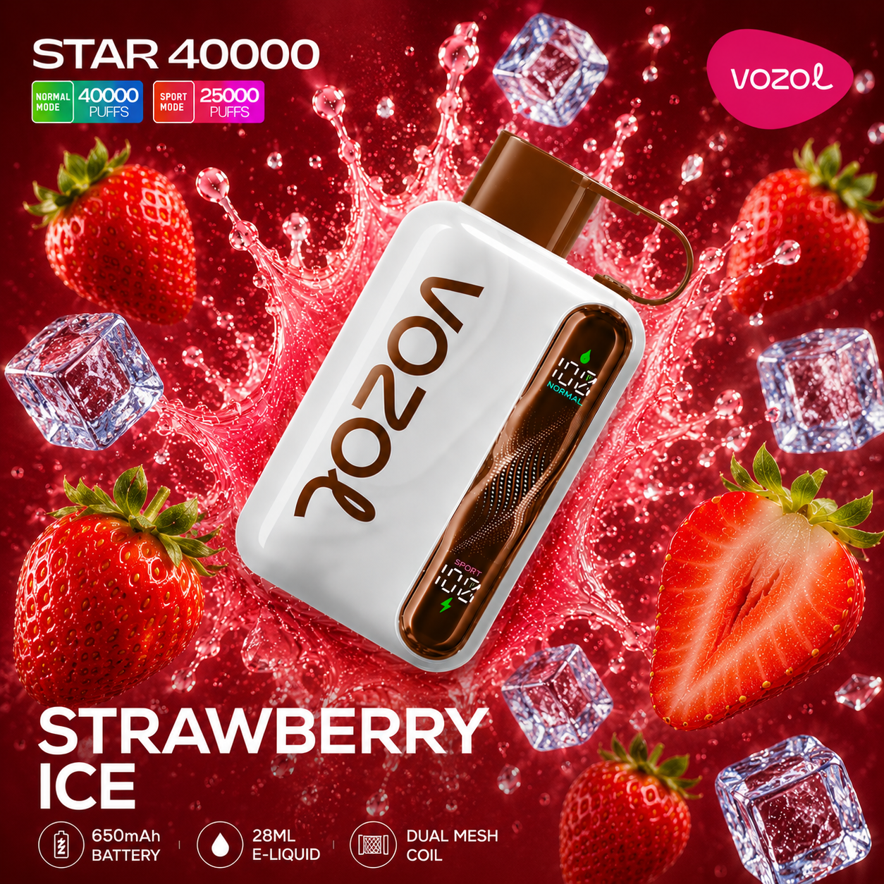 VOZOL STAR 40000 PUFFS - Strawberry Ice