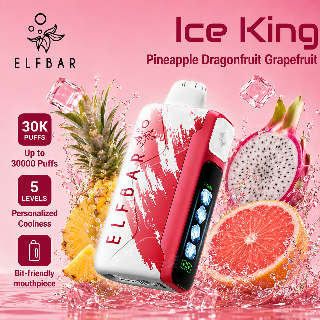 ELFBAR ICE KING 30000 PUFFS - Pineapple Dragonfruit Grapefruit
